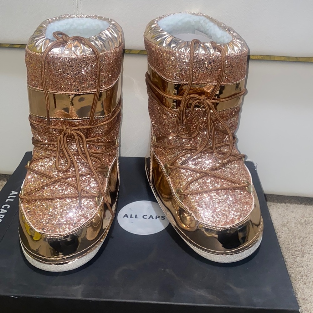 Rose gold snow boots